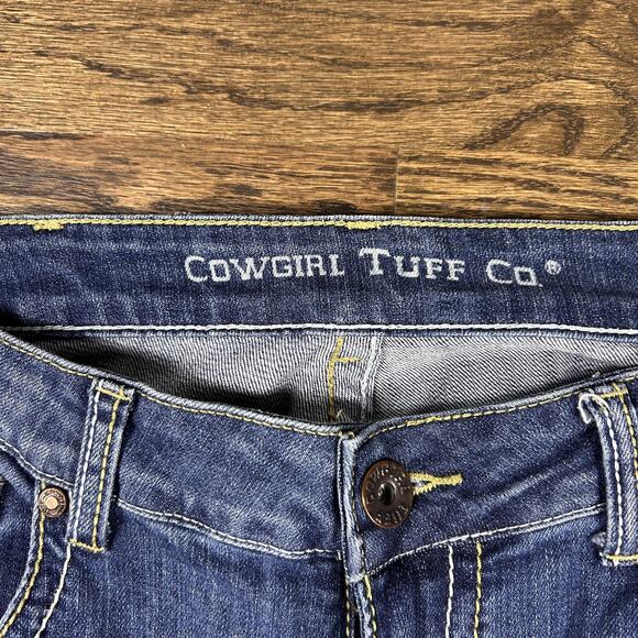 Cowgirl Tuff Co Jeans Womens 32x37 Blue Don't Fence Me In Bootcut Western - Picture 2 of 12